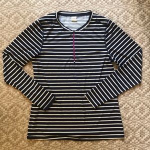 L.L.Bean UPF50+ Navy Striped Long Sleeve Shirt